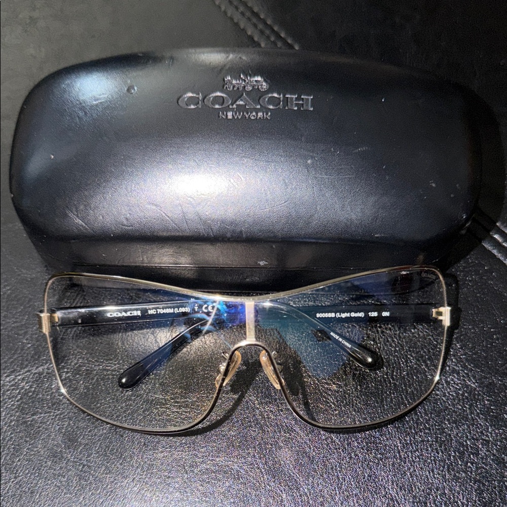 Coach Women's Gold and Black Glasses